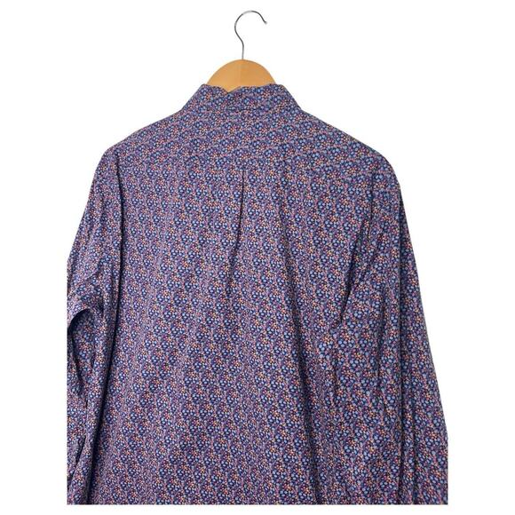 J Crew Top Mens Large Blue Slim Ditsy Floral Button Down Long Sleeve Preppy - Picture 12 of 14